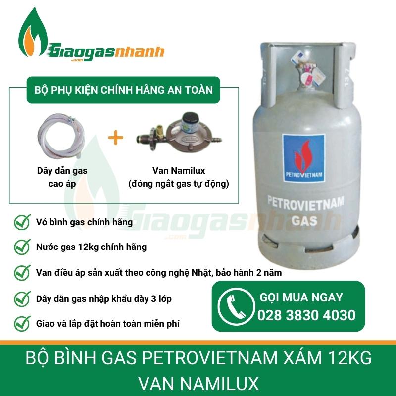 Bộ bình gas PetroVietnam Xám van Namilux