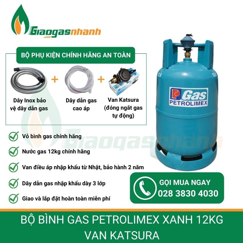 Bộ bình gas Petrolimex xanh 12kg van katsura