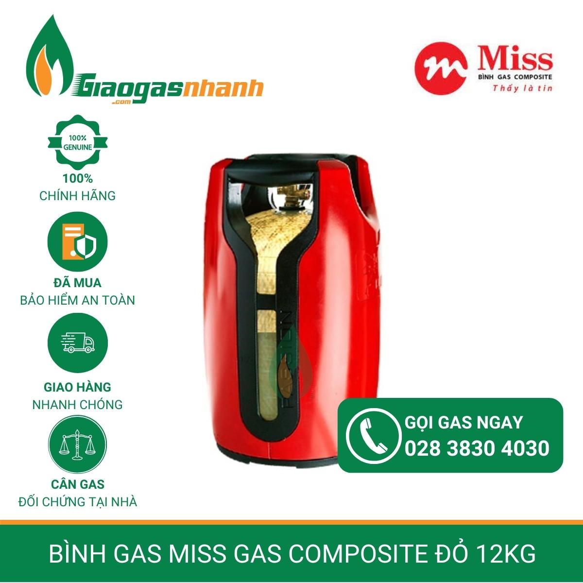 Bình Gas Miss Gas Composite Đỏ 12kg