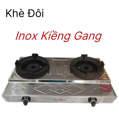 Bếp khè công nghiệp inox kiềng gang lò đôi